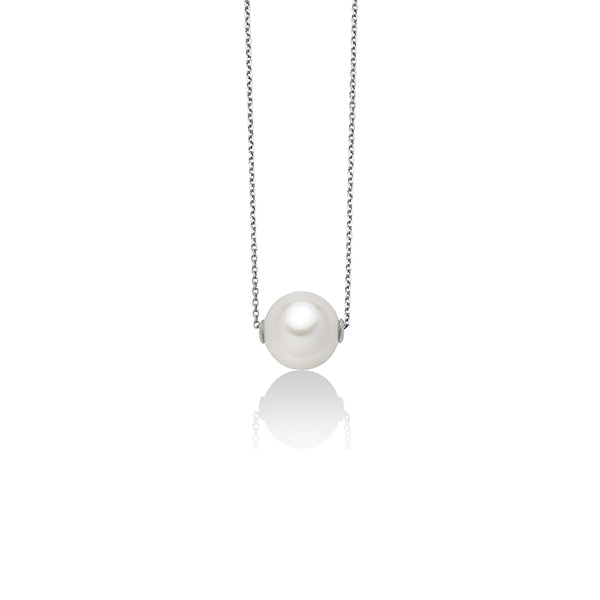 Collana con perla Oriente passante in oro bianco 375